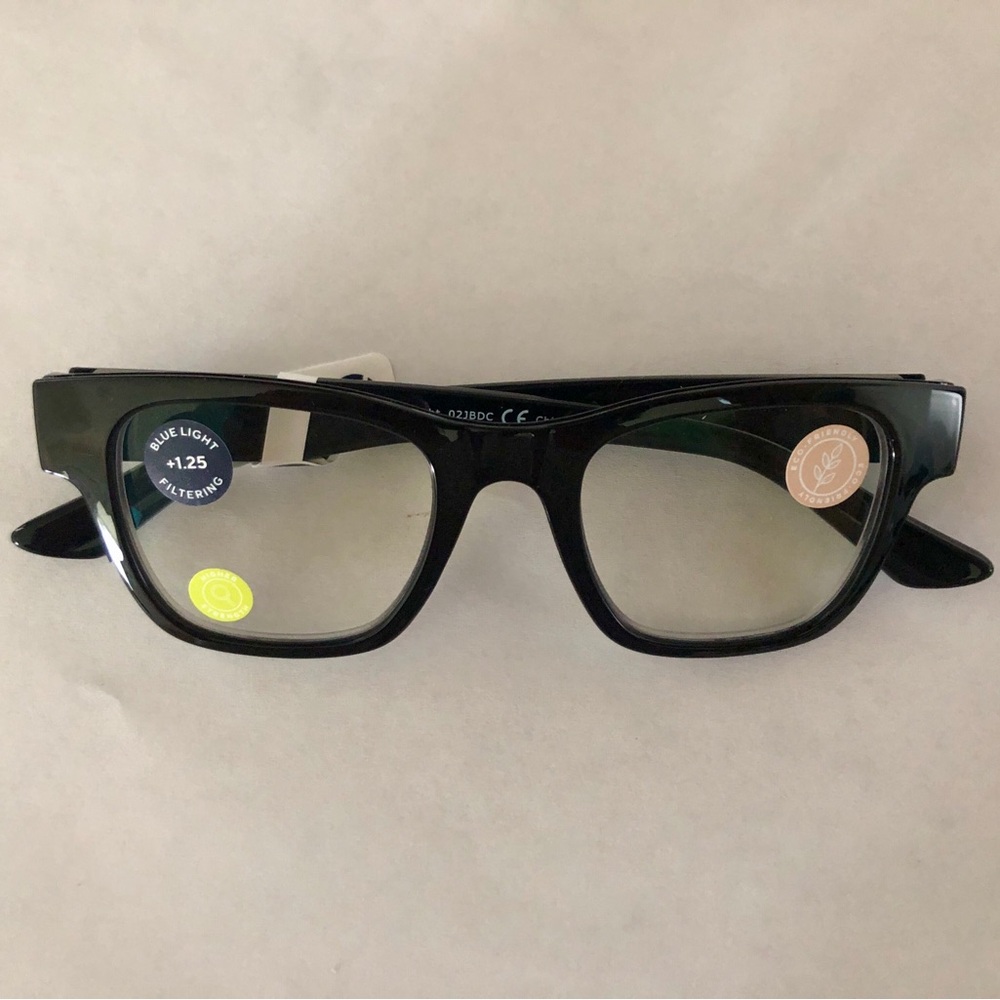New Bernadette Black Peepers Blue Light reading glasses +1.25
